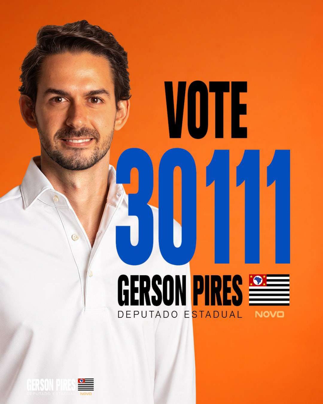 Vote 30111 · Gerson Pires · Deputado Estadual · NOVO