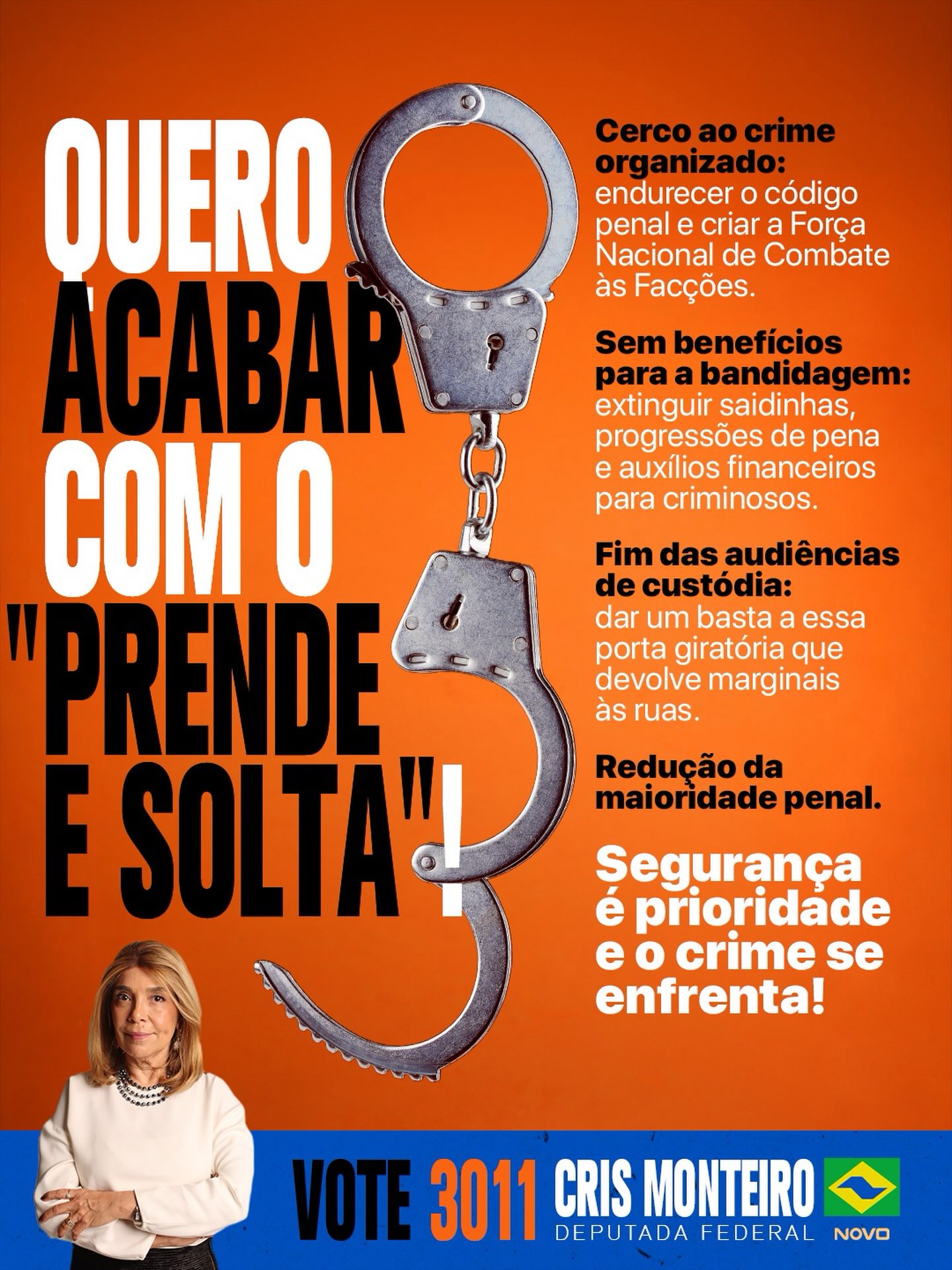 Chega de ver a polícia enxugando gelo e o cidadão com medo dentro da própria casa.