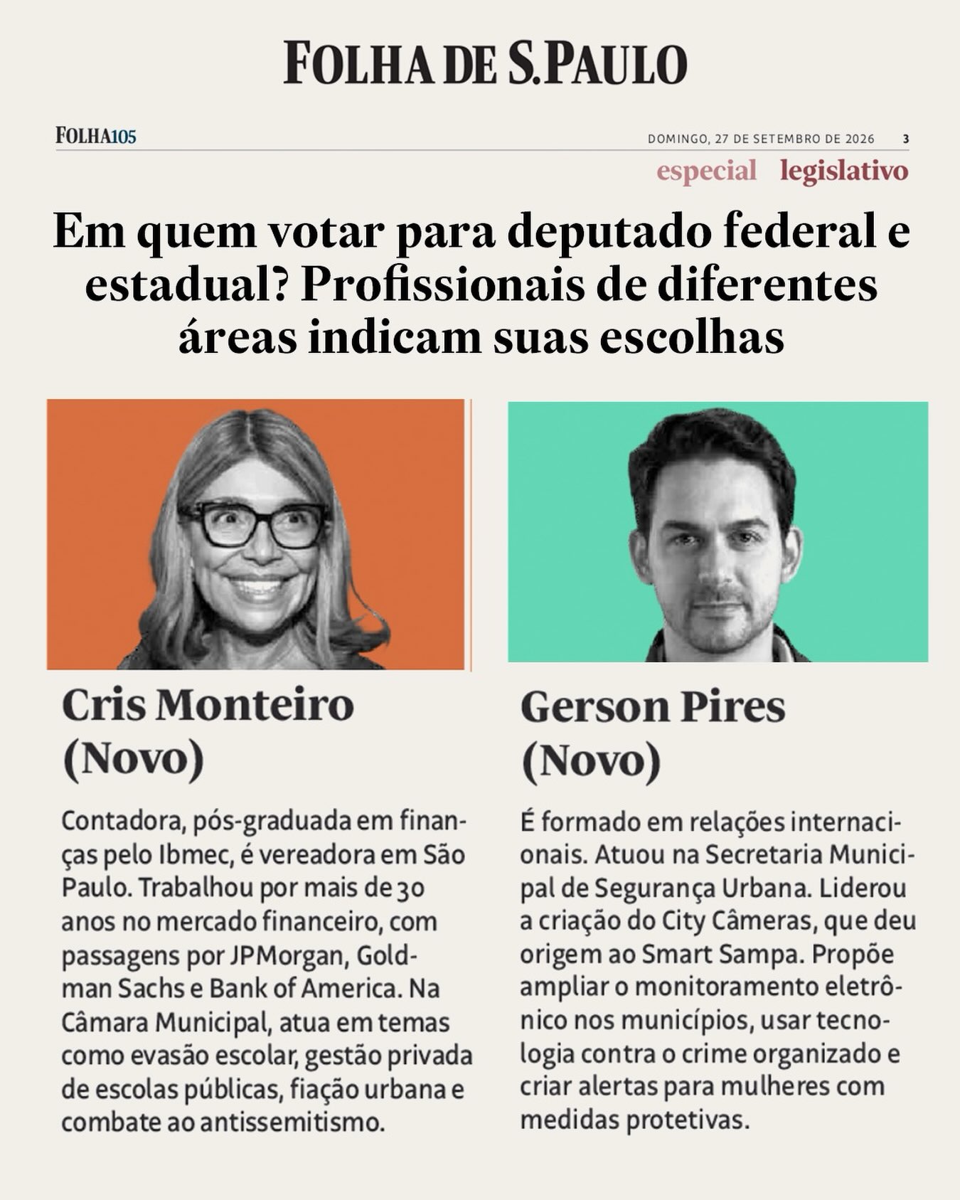 Ficamos muito honrados por termos sido indicados hoje, na Folha de S.Paulo, por profissionais…