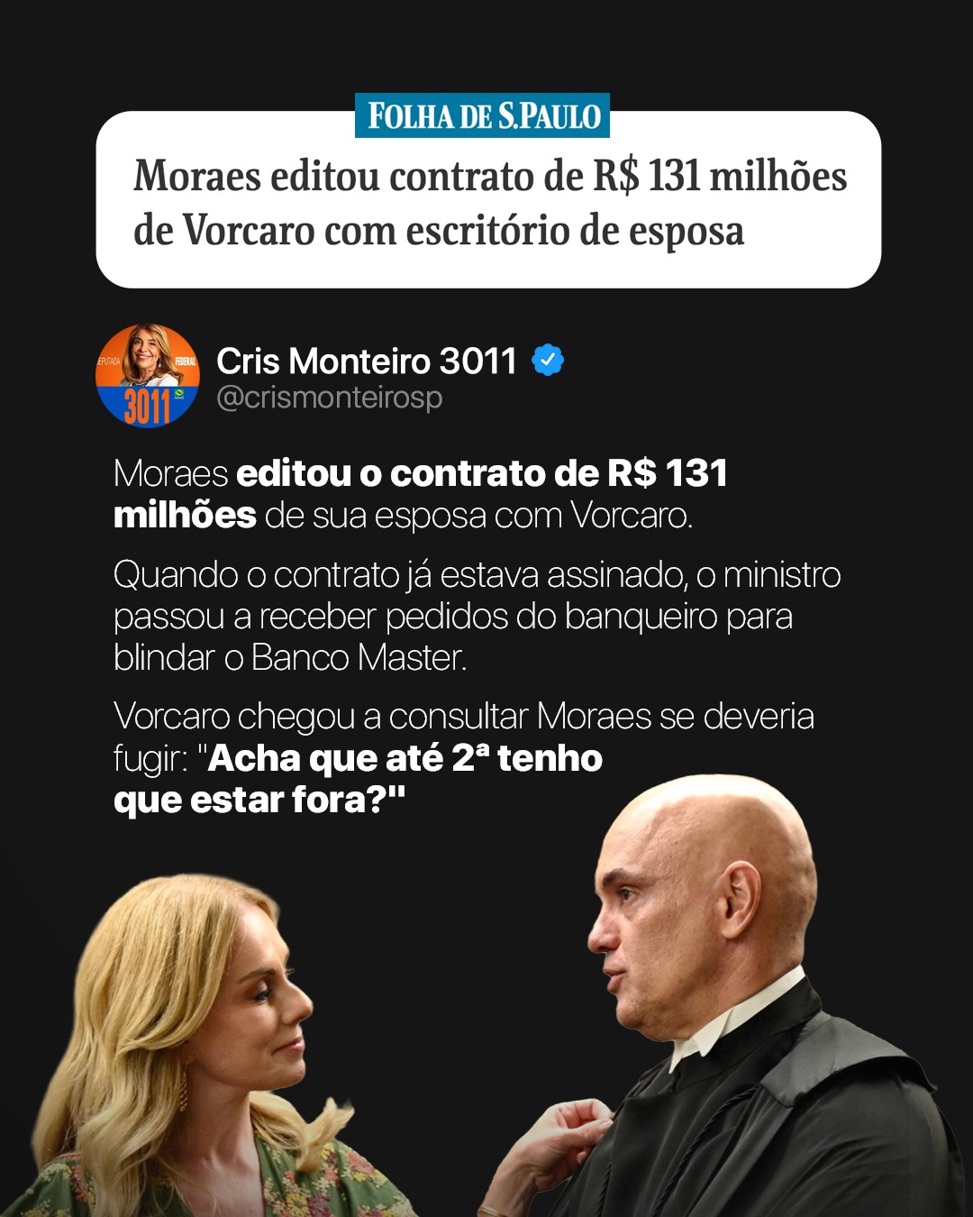 Não dá para um ministro do STF que participou da elaboração de um contrato de R$ 131 milhões com um…
