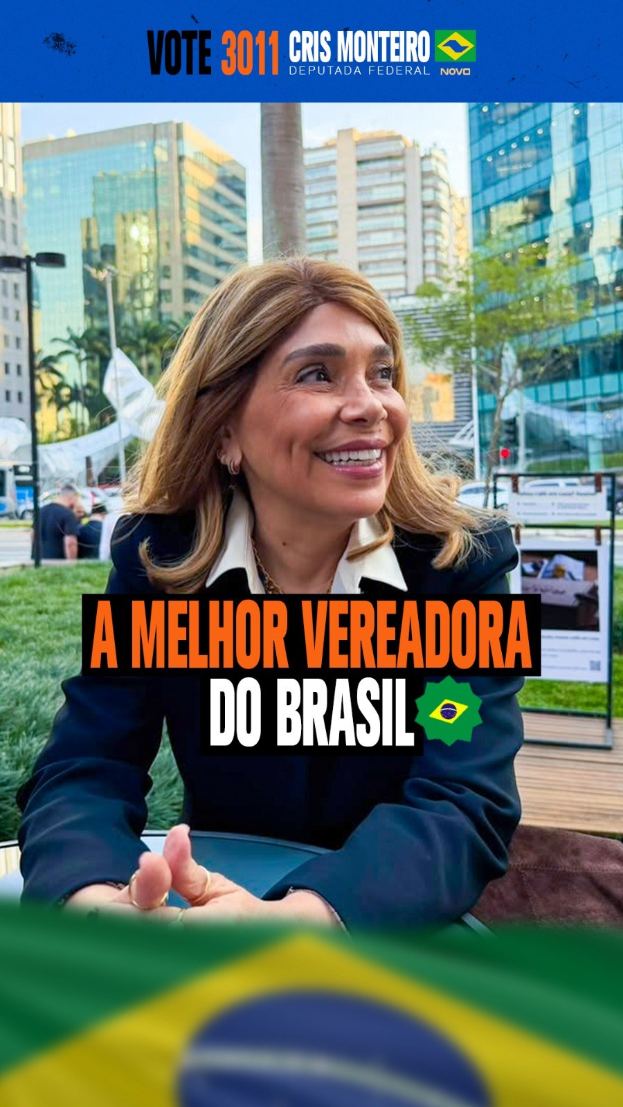 Você confiou em mim e eu fui eleita a melhor vereadora do país por escolha popular.